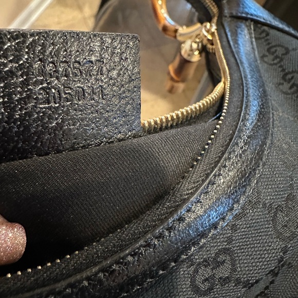 Gucci Bamboo Ring Half Moon Medium Black Canvas - Picture 9 of 13